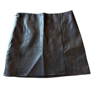 Old Navy Heritage Mini Skirt Small Textured Faux Leather Black Pencil Lined NEW